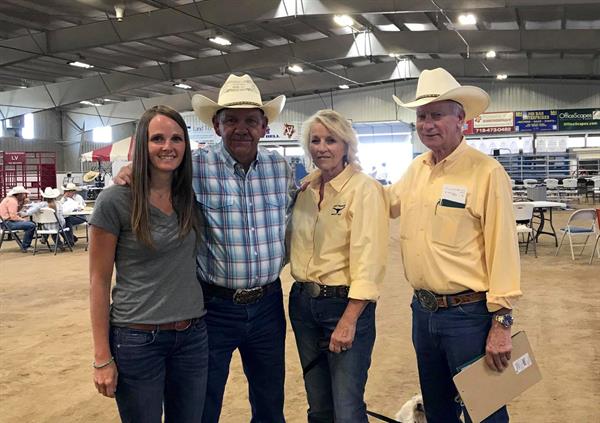 Hired Hand Jaymie with Rocky Mountain Select Sale Hosts and Hired Hand Customers Gary and Donna Lake and Stan Searle, Silverado Ranch Hired Hand Jaymie with Rocky Mountain Select Sale Hosts and Hired Hand Customers Gary and Donna Lake and Stan Searle, Silverado Ranch