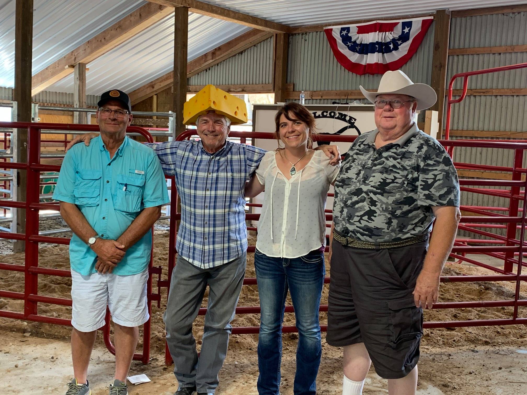 GNTLA Futurity Judges Hired Hand customers Jay Wachter, Sunhaven Farm and Dale Metz, FHR Longhorns with Melissa Boerst, Silver Summit Ranch and Dick Lowe, Triple R Longhorns