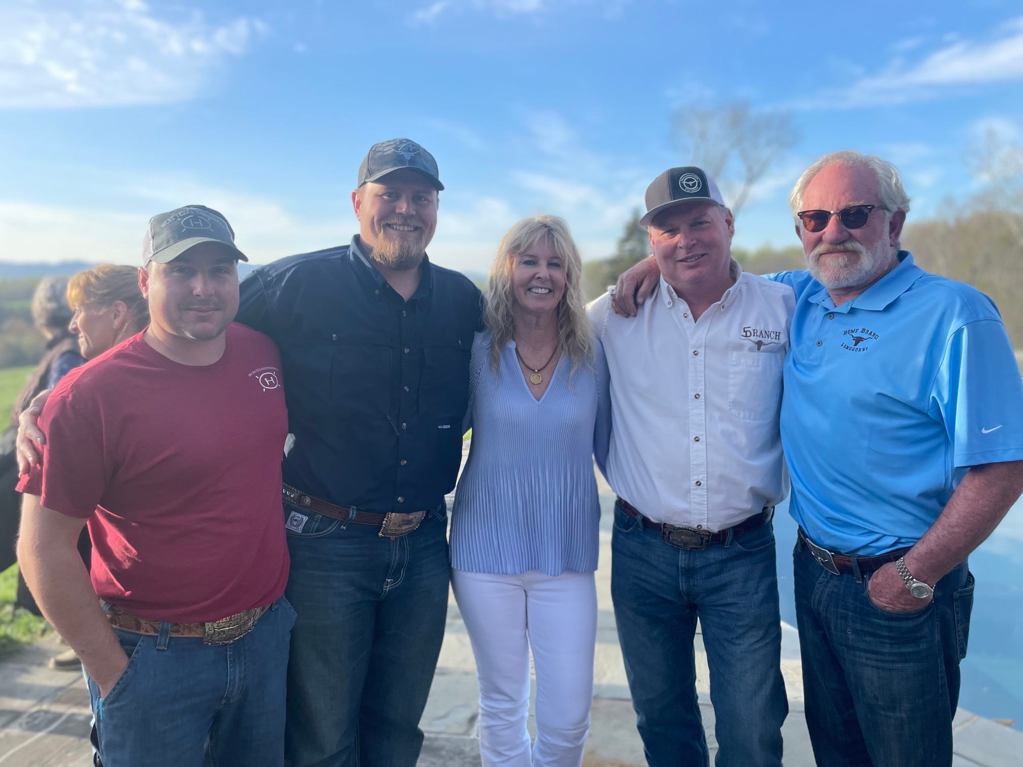 Hired Hand customers Johnny Hicks, Hicks Longhorns; Chase Vasut, Rockin AF Ranch; Ann Gravett, G&G Longhorns; Dan Huntington, 5D Ranch; Ricky McLeod, Home Branch Ranch