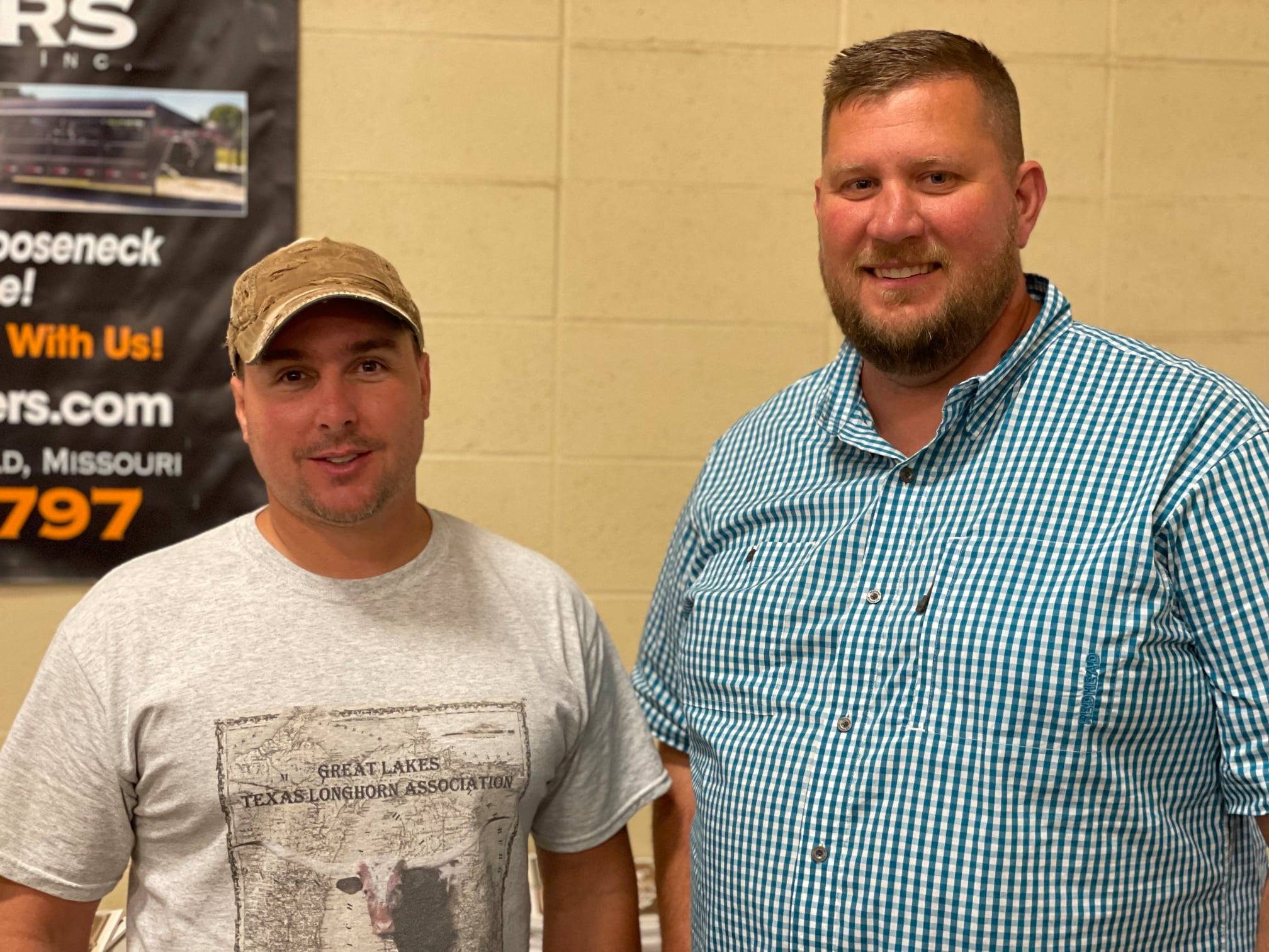 Sale Hosts and Hired Hand customers Johnny Hicks, Hicks Longhorns and Jim Lehrbass, JL Longhorns