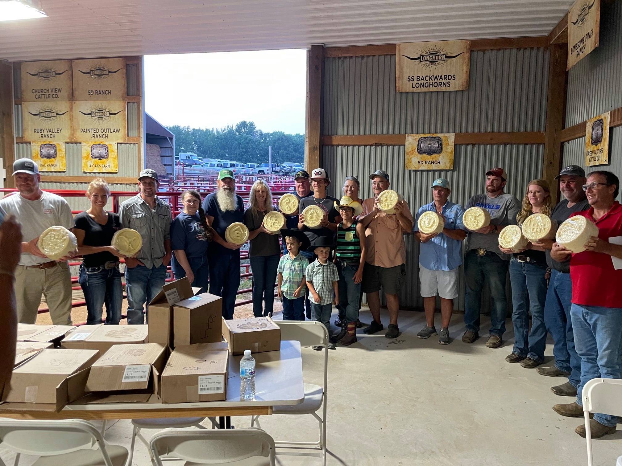 Sponsors received a custom 10lb brick of aged cheddar cheese. Each brick was engraved with their brand.