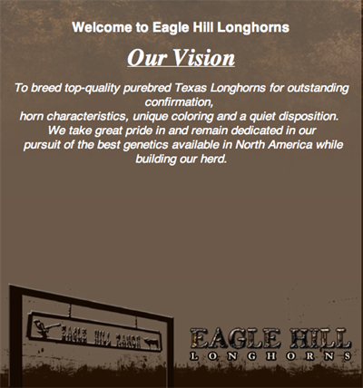 Eagle Hill Longhorn Ranch welcome page Eagle Hill Longhorn Ranch welcome page