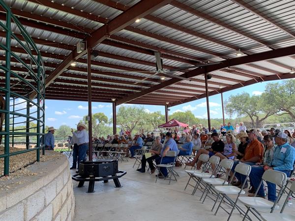 Full house again during the Saturday sale — with Tony Mangold, Teresa Krause, Brett Krause and Terry King at Struthoff Ranch.