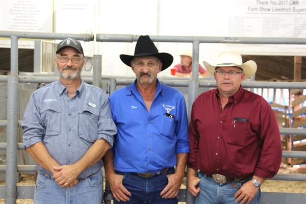 Futurity Judges and Hire Hand customers, John Randolph, Lonesome Pines Ranch; Tom Nading, and Dan Jones, Hoosier Longhorns