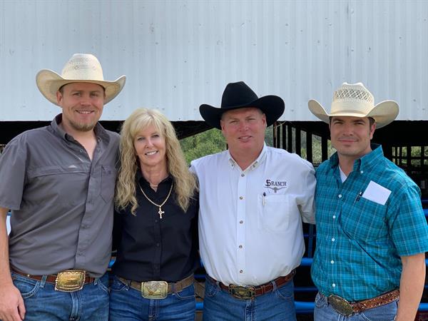 Hired Hand customers and sale hosts Chase Vasut, Rockin AF Ranch; Ann Gravet, G&G Longhorns; Dan Huntington, 5D Ranch; and Bear Davidson, G&G Longhorns and Eastwind StockCo.