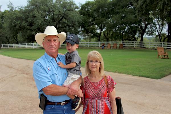 Hired Hand customers Mr & Mrs Stojanik, Lone Star Longhorns with grandson Connor. Hired Hand customers Mr & Mrs Stojanik, Lone Star Longhorns with grandson Connor.