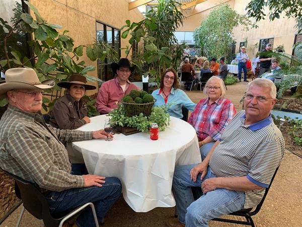 Hired Hand customers Warren and Cathy Dorothy, Caballo Bravo Longhorns ; Mike and Kat Lucas, Lucas Ranch; Sherri and Terry Adcock, Adcock Longhorns